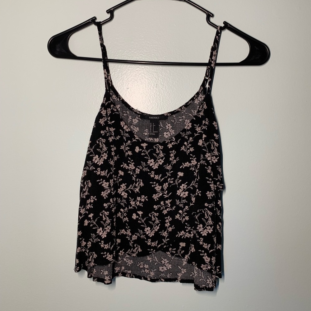 Floral Black Tank Top